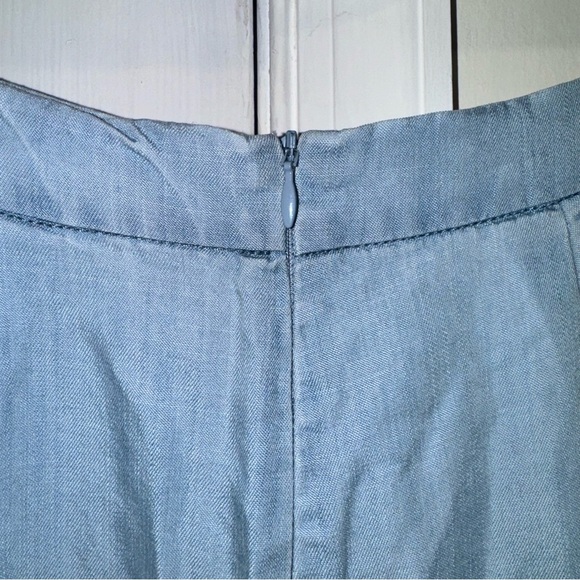 BB Dakota light wash chambray tencel atwell pants wide leg raw hem bellbottom  0 - Picture 9 of 13